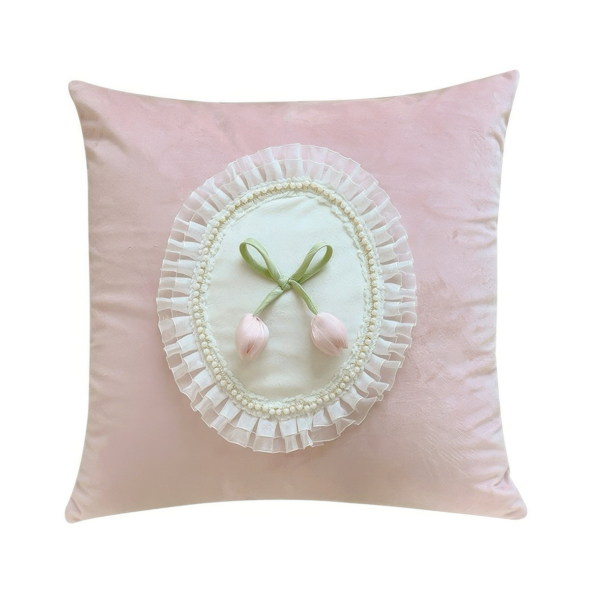 French Vintage Tulip & Ruffle Pillow Cover