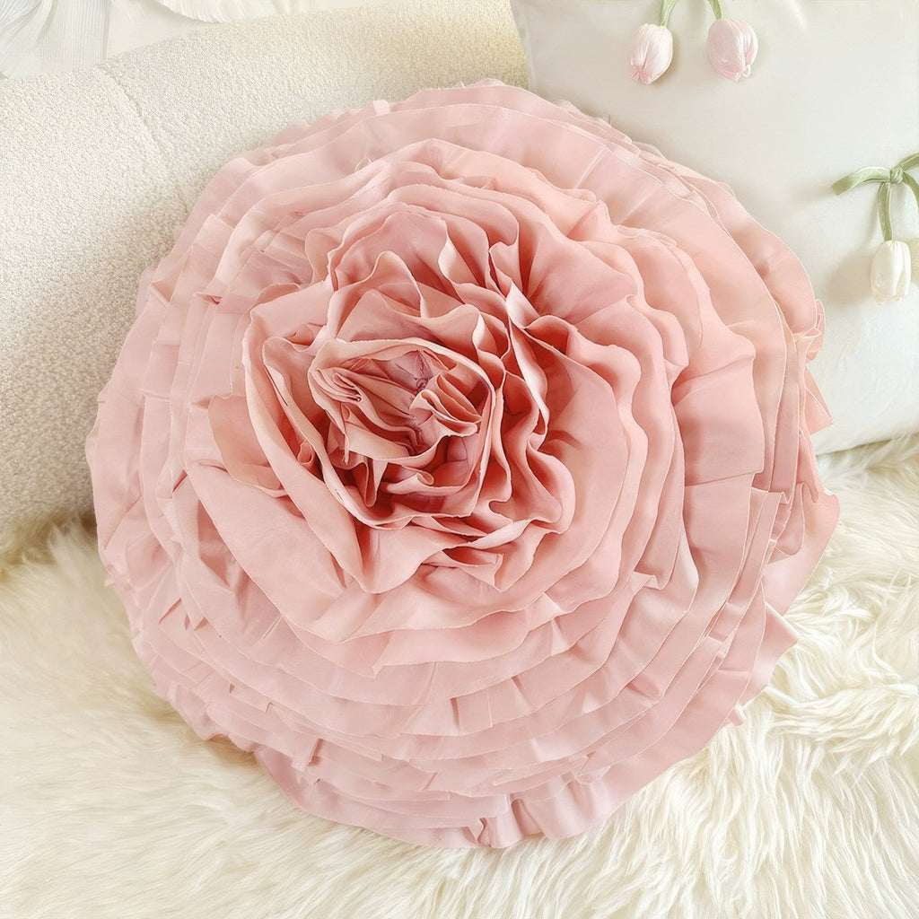 French Vintage Tulip & Ruffle Pillow Cover