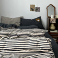 Navy & Cream Striped Bedding Set