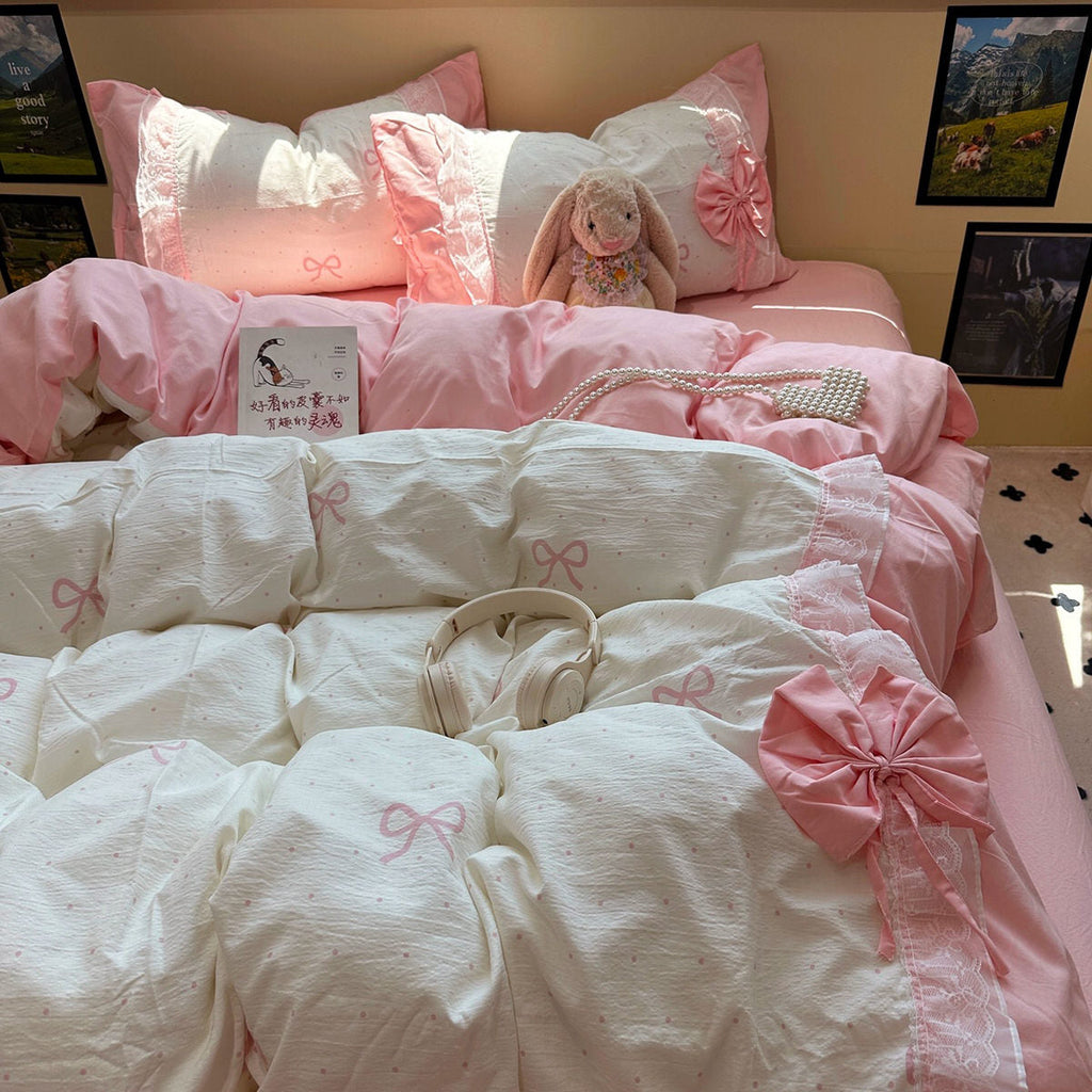Giant Bow Coquette Aesthetic Bedding Set