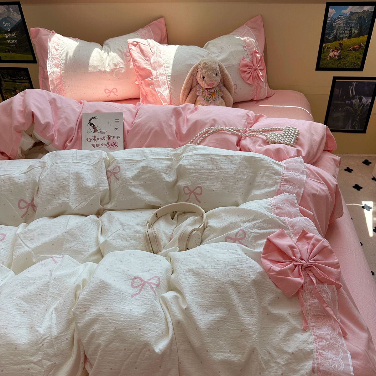 Giant Bow Coquette Aesthetic Bedding Set