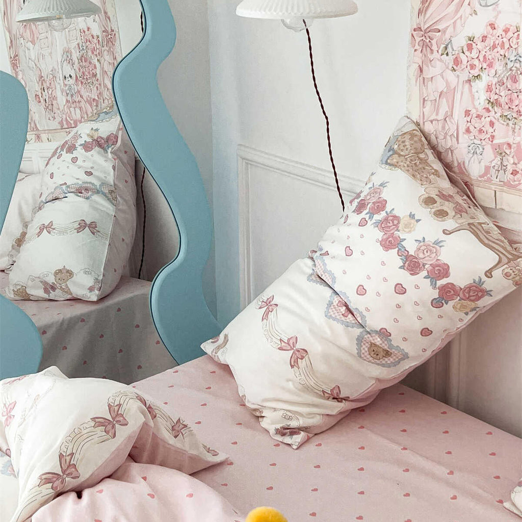 Kawaii Teddy Tea Party Bedding Set