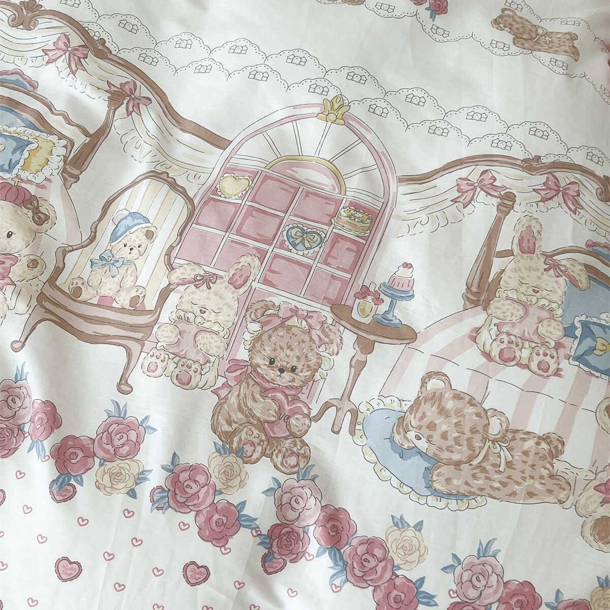 Kawaii Teddy Tea Party Bedding Set