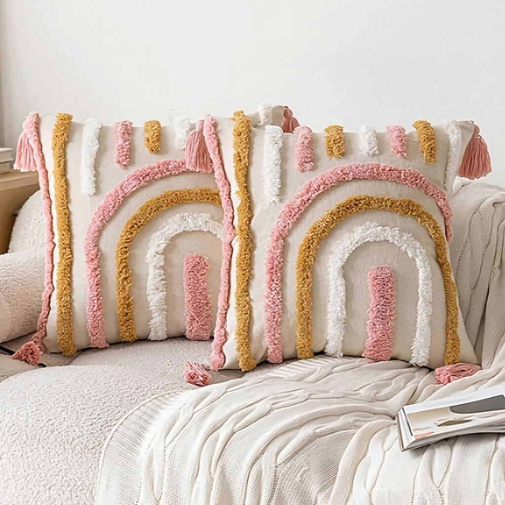 Pastel Arch Tufted Throw Pillow Cover